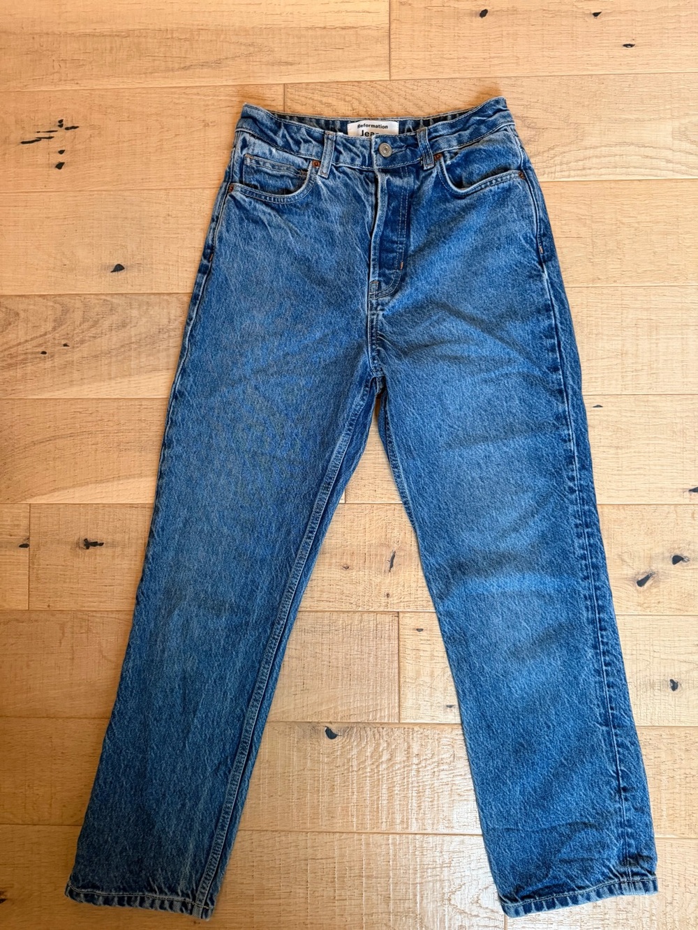 Reformation Straight-Leg Blue Denim Jeans. Size 25